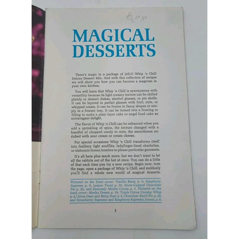 1965‎ RECIPE BOOK Whip'N Chill Magical Desserts UNIQUE SEE B38.1GA0000